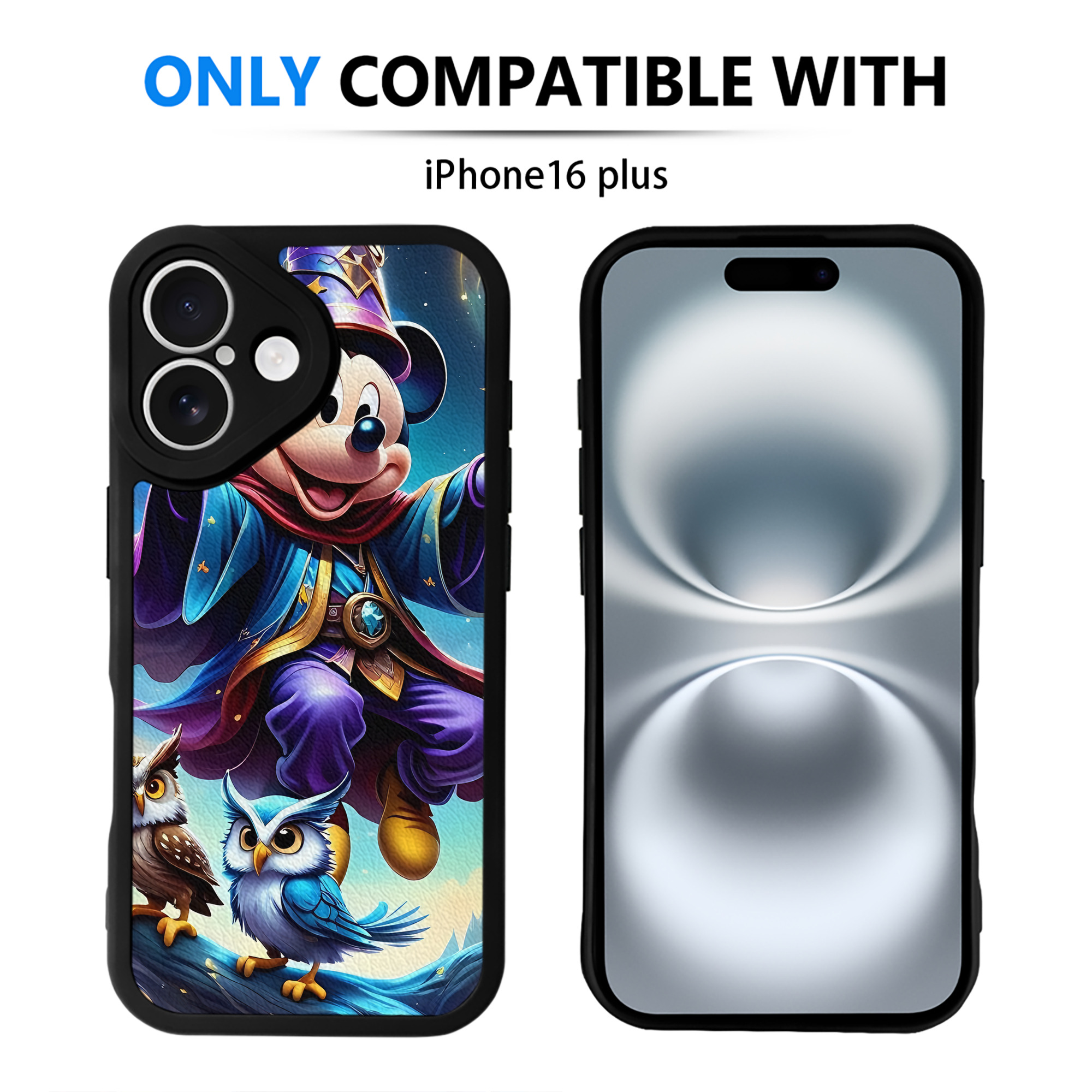 （画像用） ミッキーマウス Mickey Mouse 【iPhone 16シリーズ対応】シリコンスマホケース（レザー調） 材質：シリコン